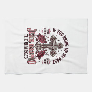 Jesus Dropped The Charges Vintage Cross Shirt Kitchen Towel