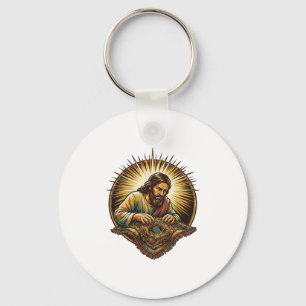 Jesus Dropped Tiny SD Card Lost Carpet Tech Humor_ Keychain