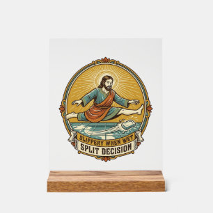 Jesus Dropped Wet Soap Sliding Bathroom Floor Clum Acrylic Sign
