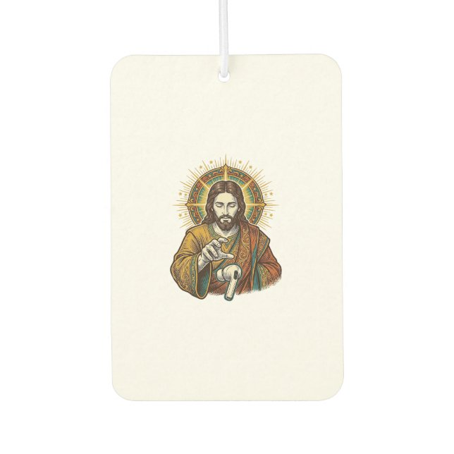 Jesus Dropped Wireless Earbud Under Desk Tech Clum Air Freshener (Front)