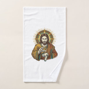 Jesus Dropped Wireless Earbud Under Desk Tech Clum Hand Towel