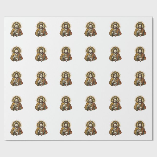 Jesus Dropped Wireless Earbud Under Desk Tech Clum Wrapping Paper (Flat)