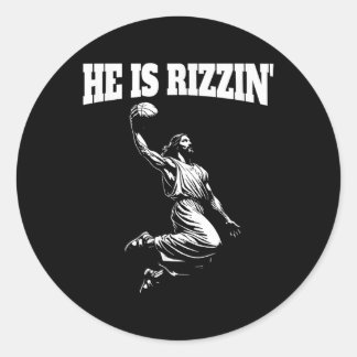 Jesus Dunking Meme Heaven Basketball Dunk He Is Ri Classic Round Sticker