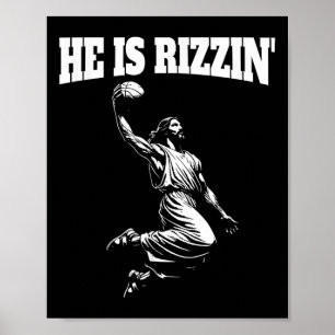 Jesus Dunking Meme Heaven Basketball Dunk He Is Ri Poster