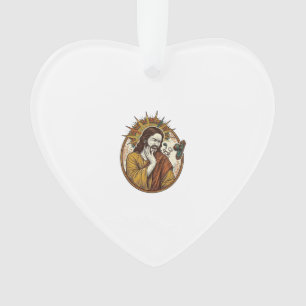 Jesus Earbud Cord Caught Doorknob Ripped Out Gym H Ornament