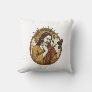 Jesus Earbud Cord Caught Doorknob Ripped Out Gym H Throw Pillow