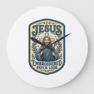 Jesus Embroidered Patch Look Jesus Embroidered Pat Large Clock
