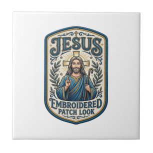 Jesus Embroidered Patch Look Jesus Embroidered Pat Tile