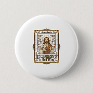 Jesus Embroidery Needlework Jesus Embroidery Needl 2 Inch Round Button