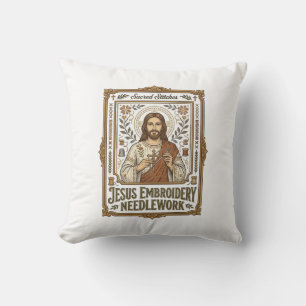 Jesus Embroidery Needlework Jesus Embroidery Needl Throw Pillow
