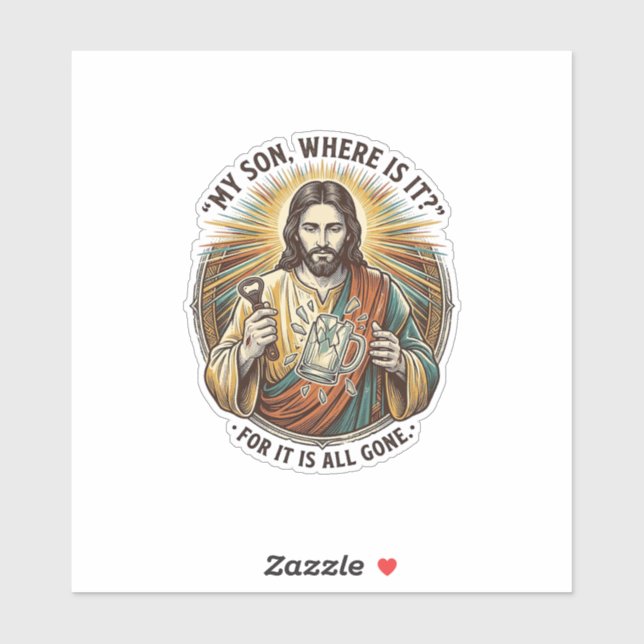 Jesus Empty Broken Beer Mug Bartender Drinking Hum (Sheet)