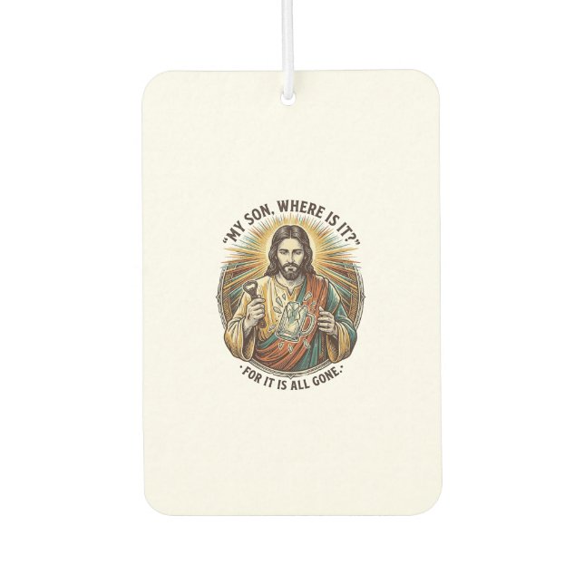 Jesus Empty Broken Beer Mug Bartender Drinking Hum Air Freshener (Front)