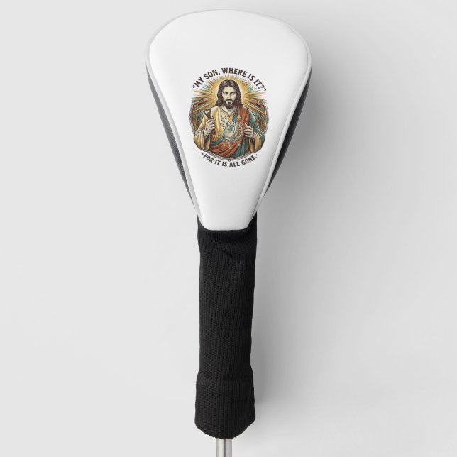 Jesus Empty Broken Beer Mug Bartender Drinking Hum Golf Head Cover (Front)