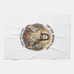 Jesus Empty Broken Beer Mug Bartender Drinking Hum Kitchen Towel