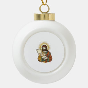 Jesus Empty Pizza Box Fridge Betrayal Food Humor_1 Ceramic Ball Christmas Ornament