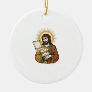 Jesus Empty Pizza Box Fridge Betrayal Food Humor_1 Ceramic Ornament