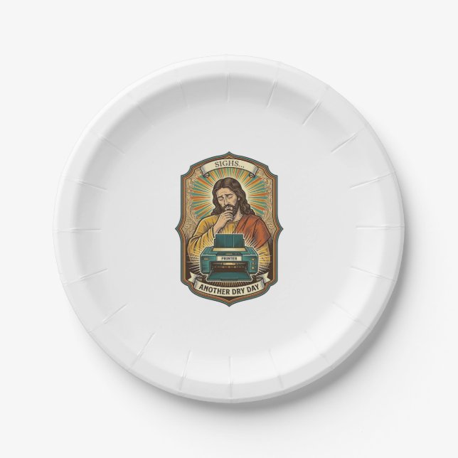 Jesus Empty Printer Paper Tray Office Work Annoyan Plate (Front)