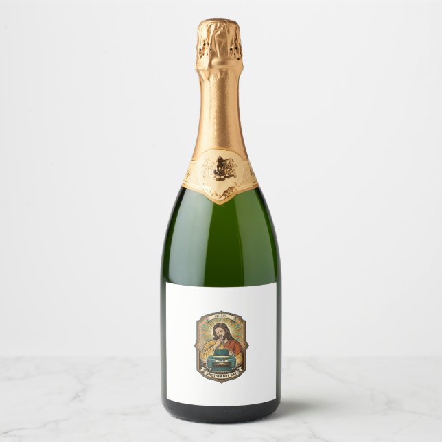 Jesus Empty Printer Paper Tray Office Work Annoyan Sparkling Wine Label (Front)