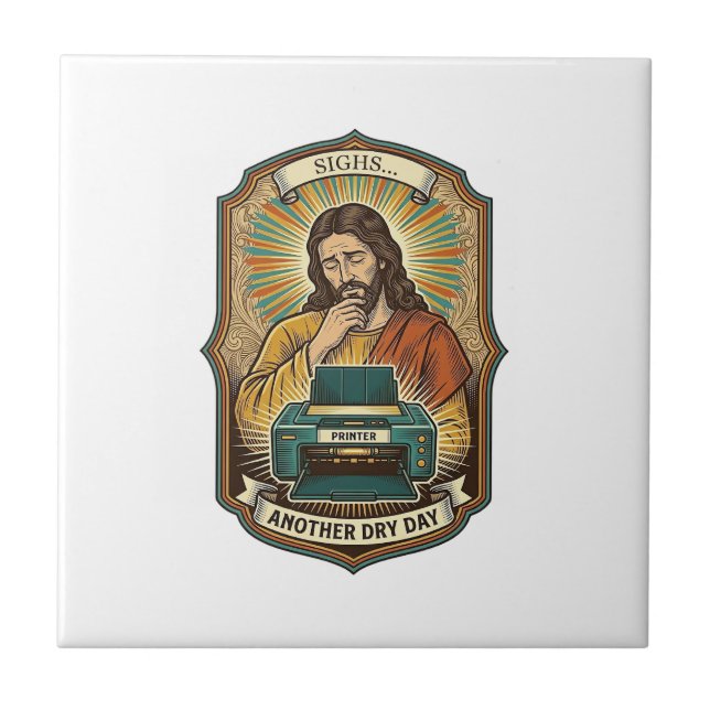 Jesus Empty Printer Paper Tray Office Work Annoyan Tile (Front)