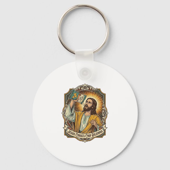 Jesus Empty Tortilla Chip Bag Drunk Munchies Party Keychain (Front)