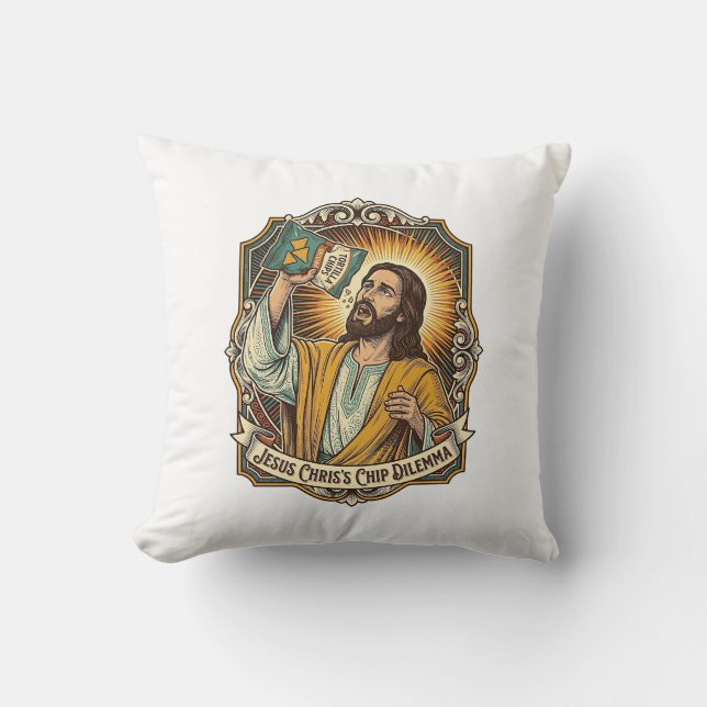 Jesus Empty Tortilla Chip Bag Drunk Munchies Party Throw Pillow (Front)