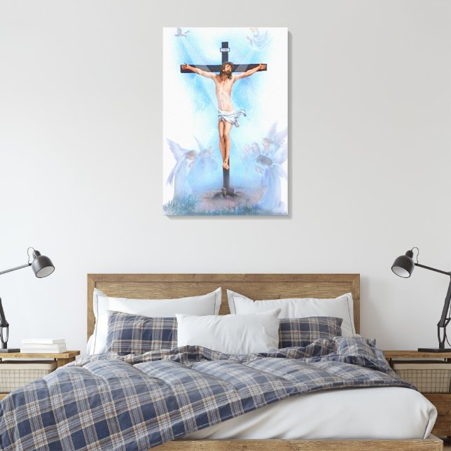 Jésus en croix avec les oiseaux Toile Enveloppée (Insitu(Chambre))