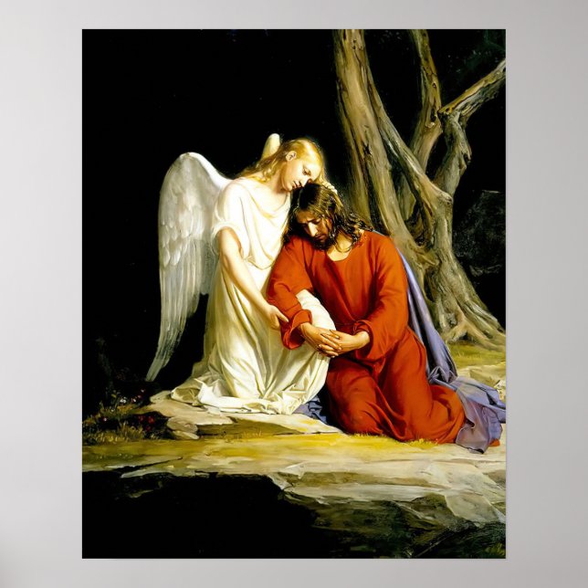 Jésus en prière au jardin de Gethsémani Poster (Devant)