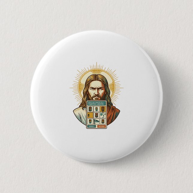 Jesus Endless Captcha Verification Traffic Lights  2 Inch Round Button (Front)