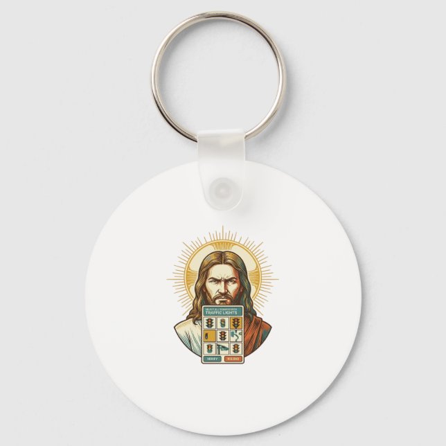 Jesus Endless Captcha Verification Traffic Lights  Keychain (Front)