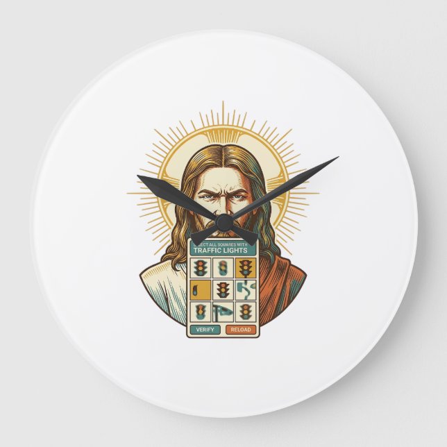 Jesus Endless Captcha Verification Traffic Lights  Large Clock (Front)