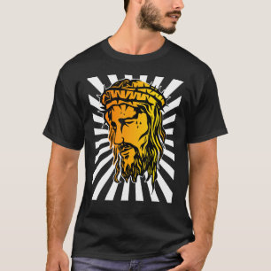 Jesus Enlarged Face And Sun Ray Art 1 T-Shirt
