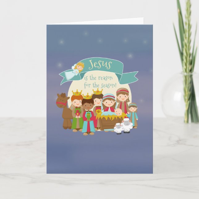 "Jésus est la raison" Nativité Cartes de Noël (Devant)
