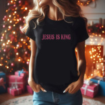 Jésus est le roi t-shirt rose et noir