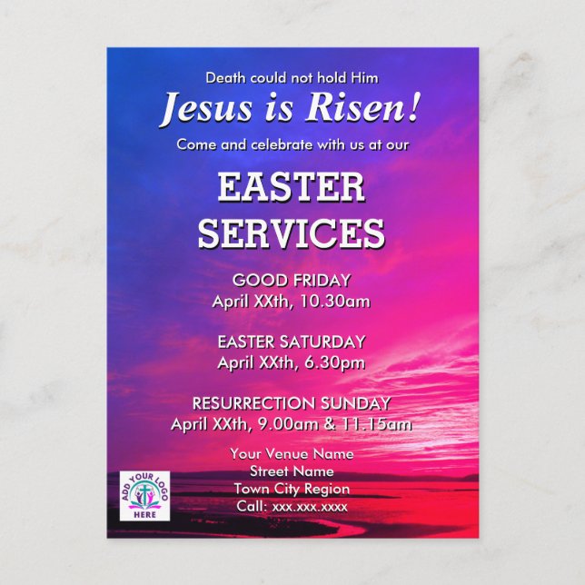 JÉSUS EST RISEN Easter Church Services Invitation (Devant)