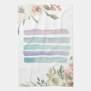 Jésus est serviette florale d'aquarelle vivante