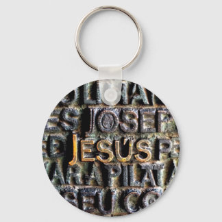 Jesus etched metal keychain