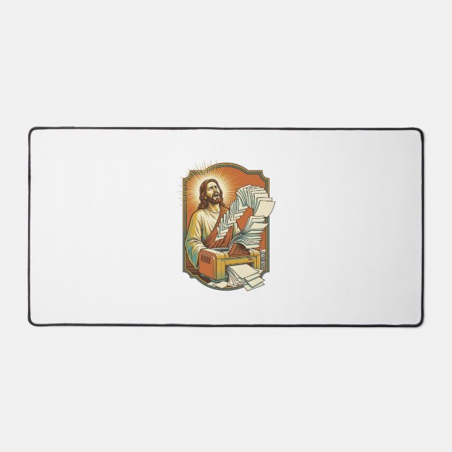 Jesus Excel Sheet Printing 50 Blank Pages Office H Desk Mat (Front)