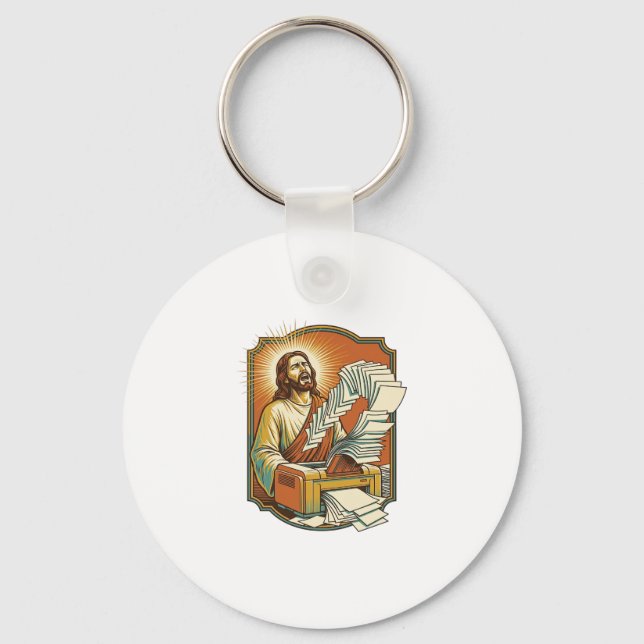 Jesus Excel Sheet Printing 50 Blank Pages Office H Keychain (Front)