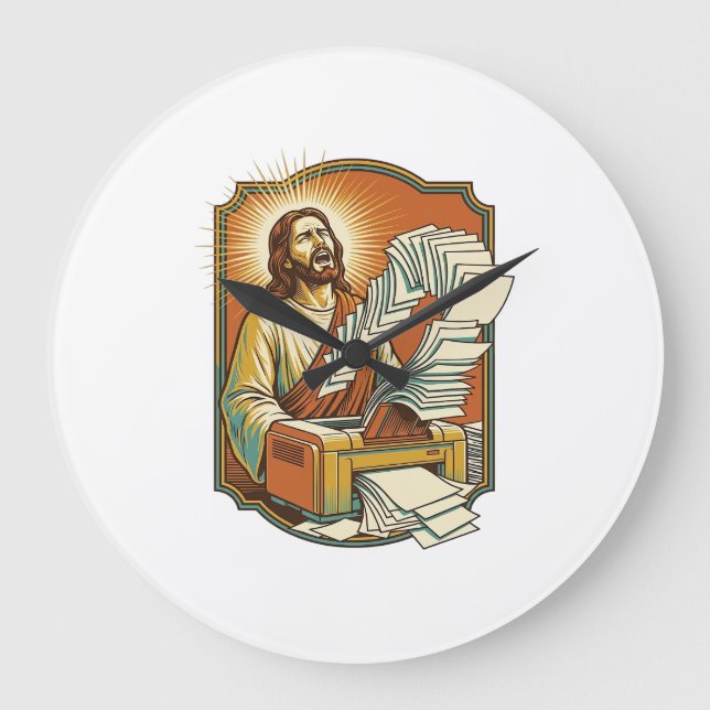 Jesus Excel Sheet Printing 50 Blank Pages Office H Large Clock (Front)
