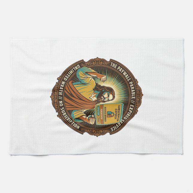Jesus Expired Software Subscription Paywall Tech O Kitchen Towel (Horizontal)