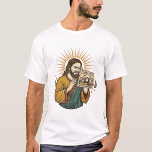 Jesus Eyes Closed Tagged Group Photo Unflattering T-Shirt