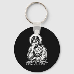 Jesus facepalm funny christian religious meme keychain