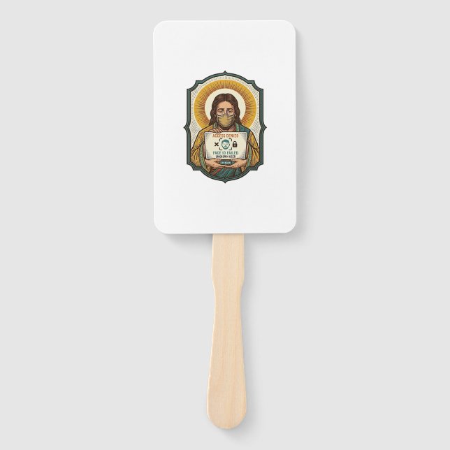 Jesus Failed Face Unlock Mask Recognition Tech Pho Hand Fan (Front)