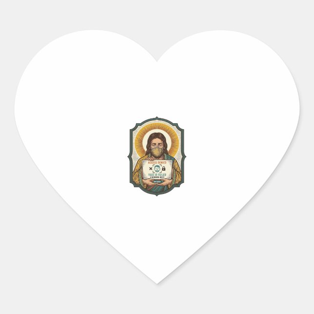 Jesus Failed Face Unlock Mask Recognition Tech Pho Heart Sticker (Front)