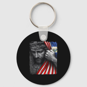 Jesus Faith Cross Crown America El Salvador Herita Keychain