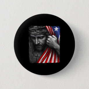 Jesus Faith Cross Crown America Puerto Rico Herita 2 Inch Round Button