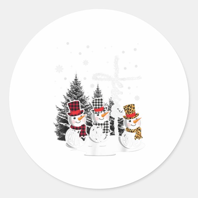 Jesus Faith Hope Love Snowman Christmas Classic Round Sticker (Front)