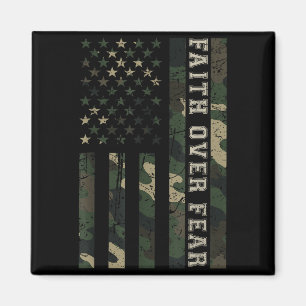 Jesus Faith Over Fear Camo Us Flag Christian Cross Magnet
