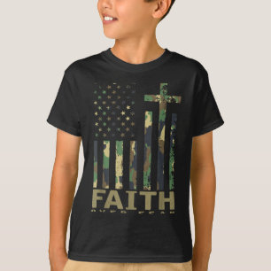 Jesus Faith Over Fear Christian Cross God Fait Us T-Shirt