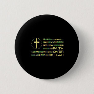 Jesus Faith Over Fear Cross Camo American Flag Usa 2 Inch Round Button